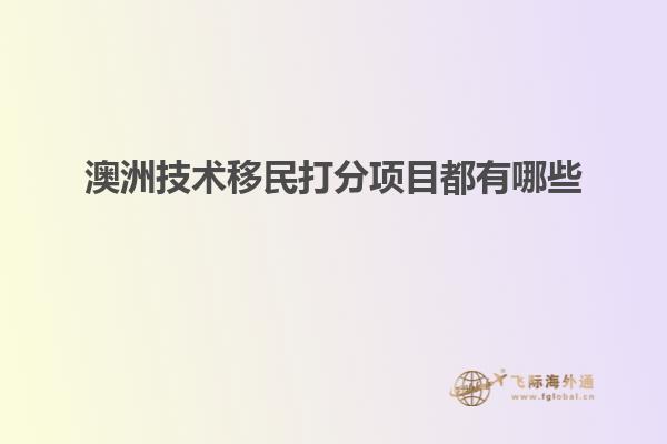 澳洲技术移民打分项目都有哪些