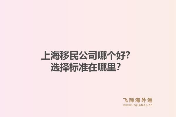 上海移民公司哪个好？选择标准在哪里？