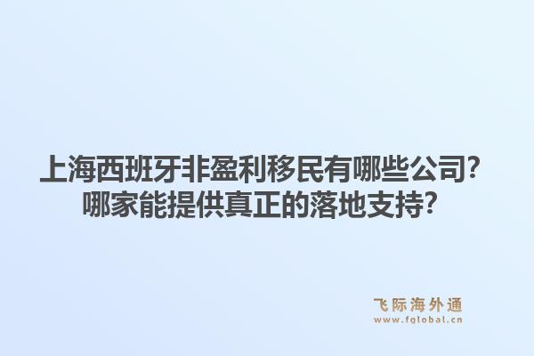 上海西班牙非盈利移民有哪些公司？哪家能提供真正的落地支持？