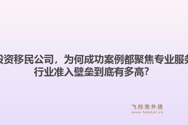 成立投资移民公司，为何成功案例都聚焦专业服务商？行业准入壁垒到底有多高？