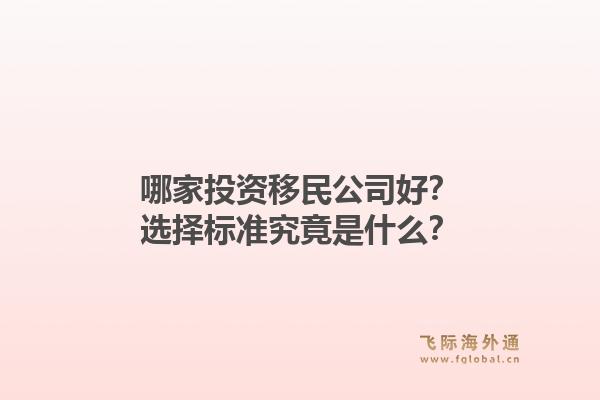 哪家投资移民公司好？选择标准究竟是什么？