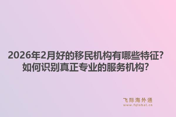 2026年2月好的移民机构有哪些特征？如何识别真正专业的服务机构？